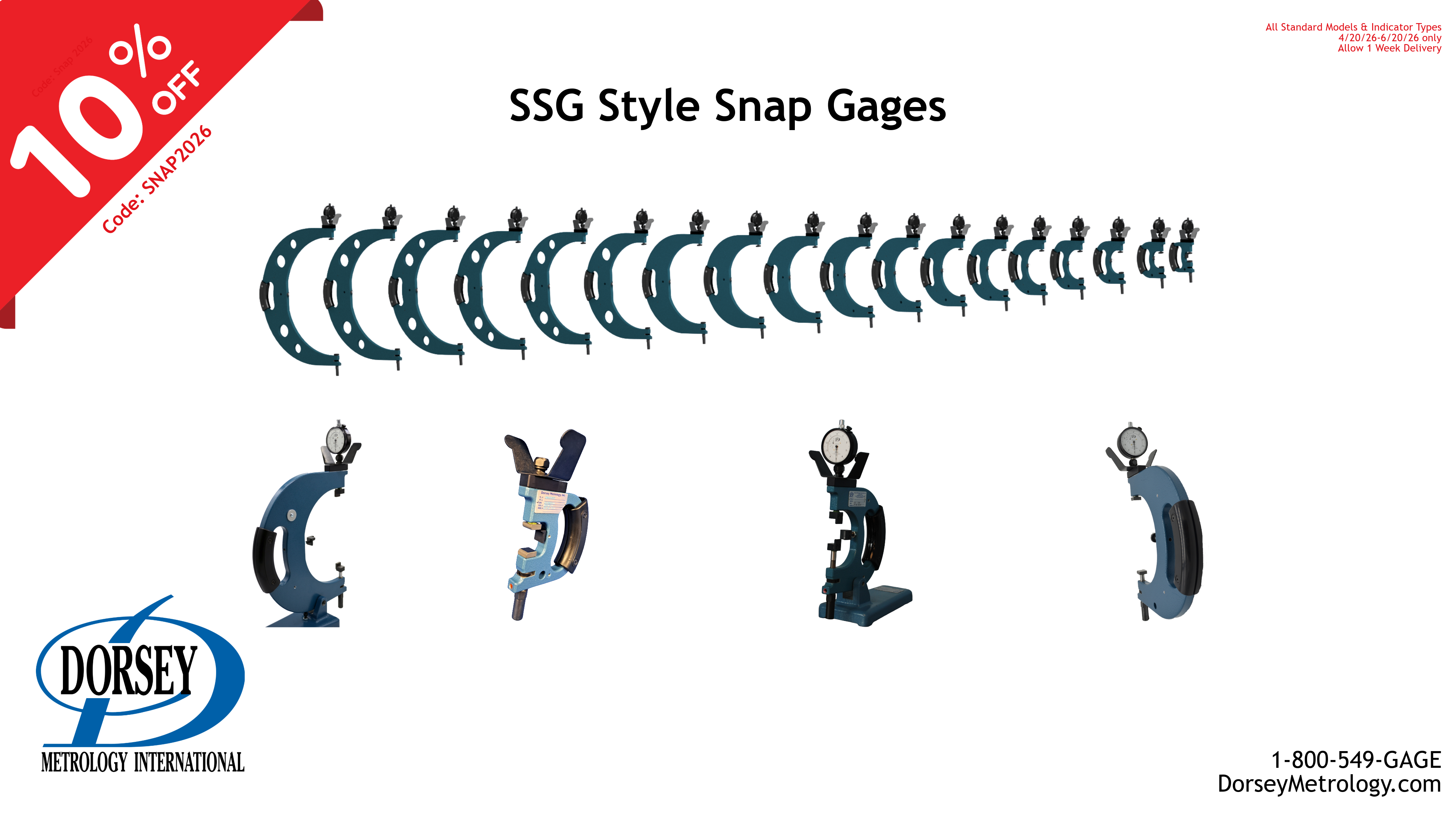 Spring Sale on SSG Snap Gages at Dorsey Metrology